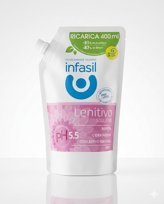 Infasil Intimo Lenitivo Sollievo Ricarica 400ml – pH Specialist 5.5 con Estratto di Malva
