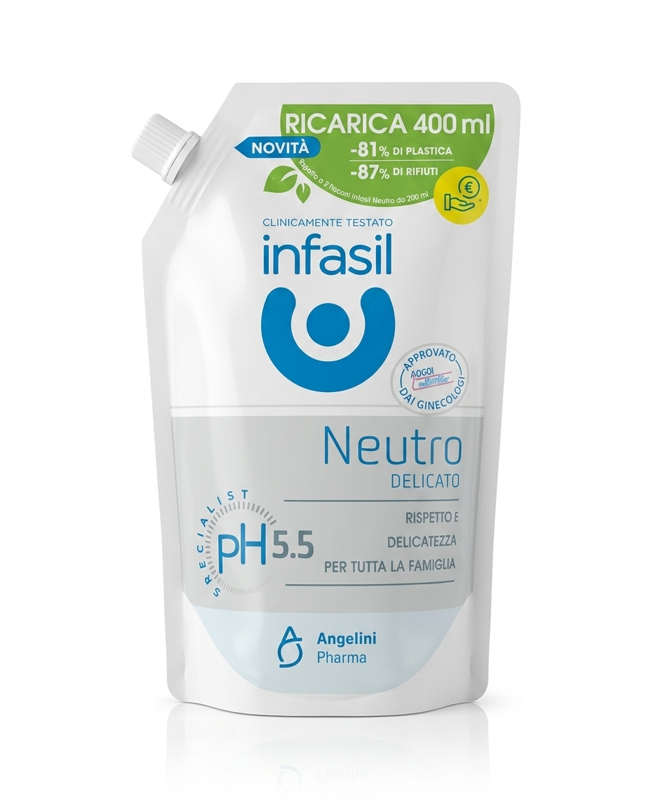 Infasil Intimo Neutro Delicato Ricarica 400ml – pH Specialist 5.5 per Tutta la Famiglia