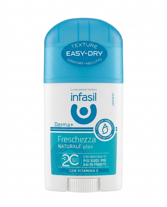 Deodorante stick Infasil Derma+ Naturale Plus 2C 40 ml freschezza naturale protezione quotidiana delicata per ascelle senza alcol
