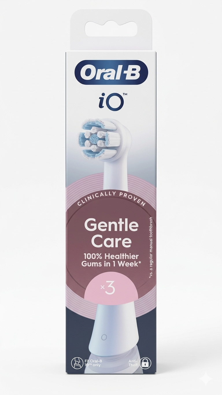 Oral-B iO Gentle Care Testine Ricambio Spazzolino Elettrico – Confezione da 3 Pezzi – Per Gengive Sensibili – 4000 Setole Extra Morbide – Originali Oral-B iO