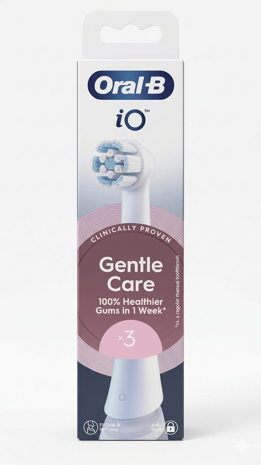 Oral-B iO Gentle Care Testine Ricambio Spazzolino Elettrico – Confezione da 3 Pezzi – Per Gengive Sensibili – 4000 Setole Extra Morbide – Originali Oral-B iO