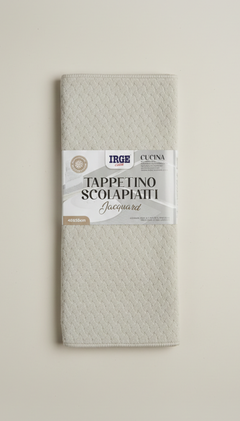 IRGE Tappetino Scolapiatti Jacquard 40x50 cm | Altamente Assorbente | Disponibile Grigio o Bianco