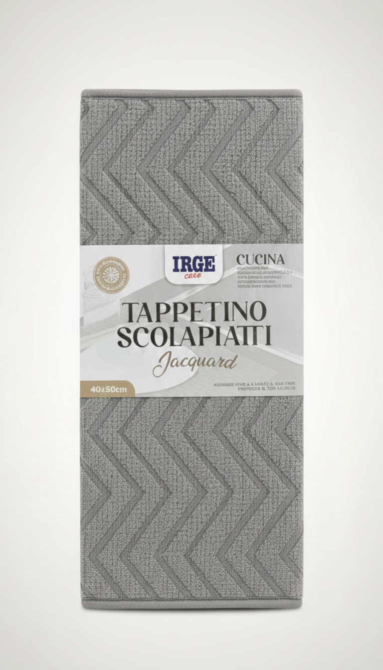 IRGE Tappetino Scolapiatti Jacquard 40x50 cm | Altamente Assorbente | Disponibile Grigio o Bianco
