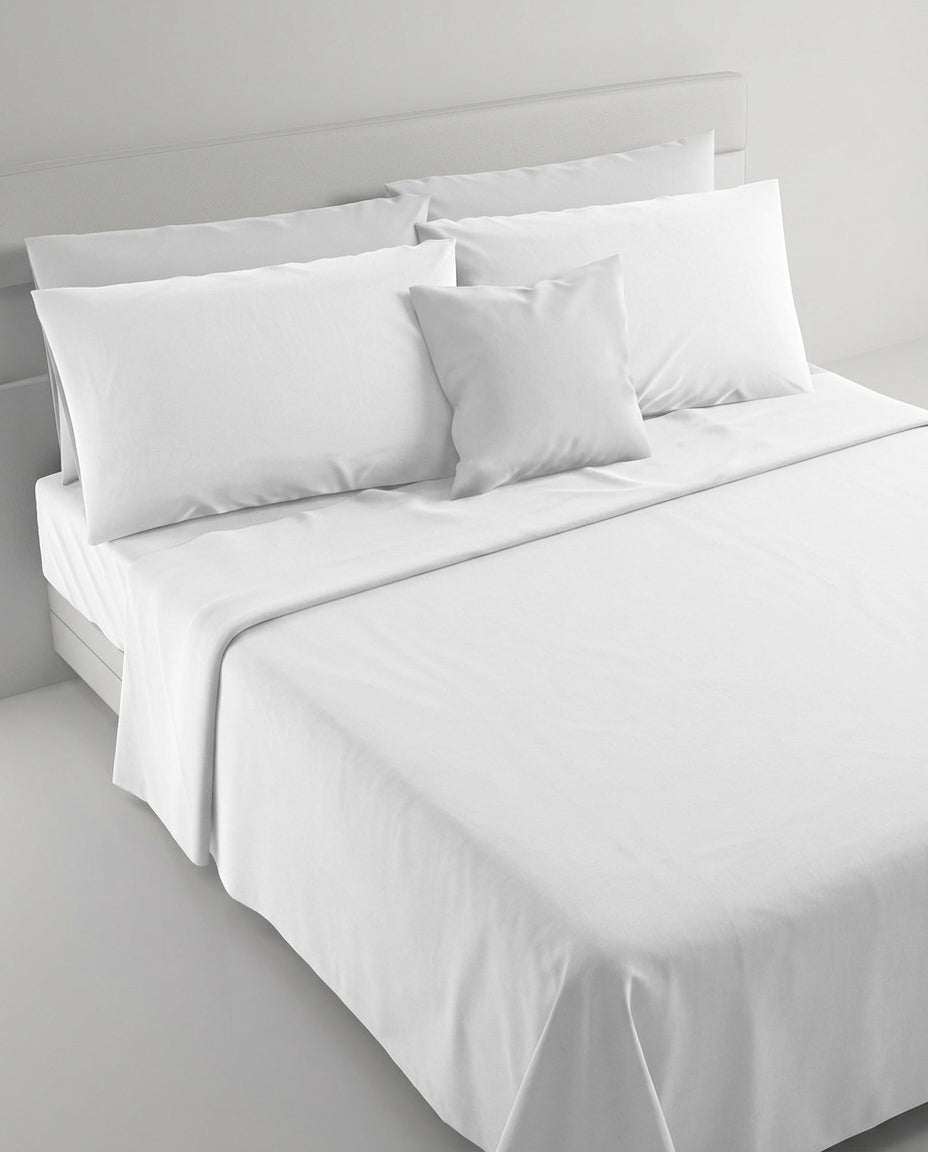 IRGE Completo Letto Matrimoniale Bianco Marta Poly-Cotone – Set Lenzuola Hotel e B&B Resistente