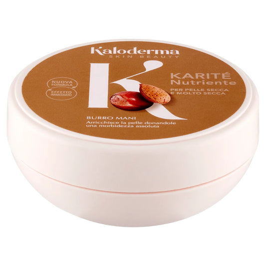 Kaloderma Burro Mani Karité Nutriente 150ml | Nuova Formula Effetto Immediato | Per Pelli Secche e Molto Secche | Con Olio di Mandorle e Vitamina E