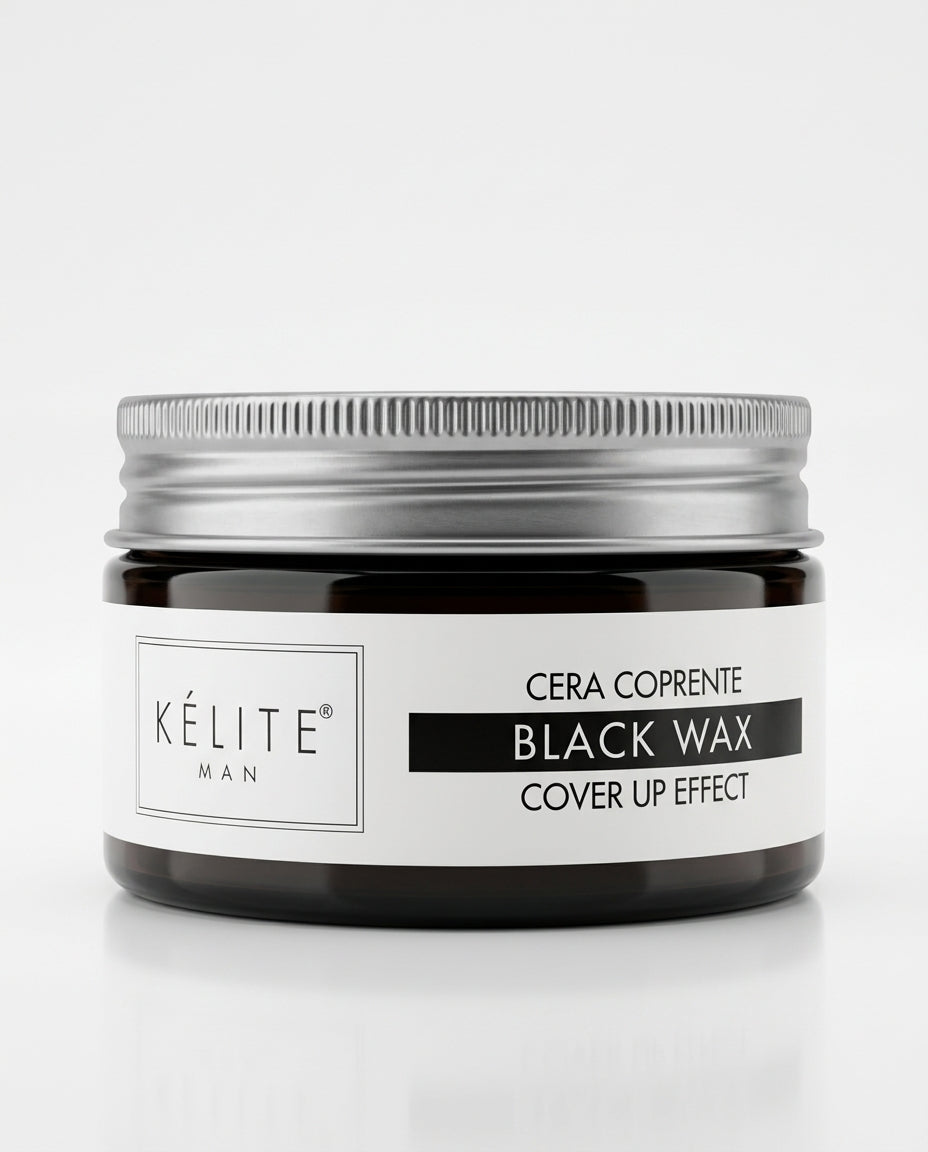 Kélite Man Black Wax Cera Coprente Capelli Grigi e Bianchi 100 ml – Cera Modellante Pigmentata Nero Naturale Non Unge