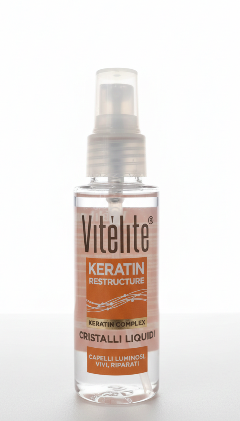 VITELITE Cristalli Liquidi Keratin Restructure 100ml – Trattamento Ristrutturante con Keratin Complex – Riparazione Doppie Punte e Forza per Capelli Danneggiati