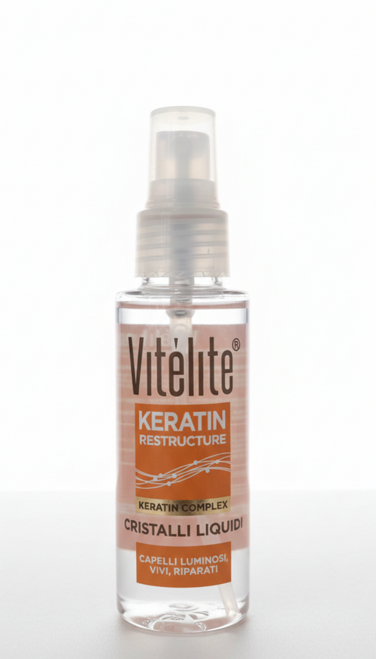 VITELITE Cristalli Liquidi Keratin Restructure 100ml – Trattamento Ristrutturante con Keratin Complex – Riparazione Doppie Punte e Forza per Capelli Danneggiati