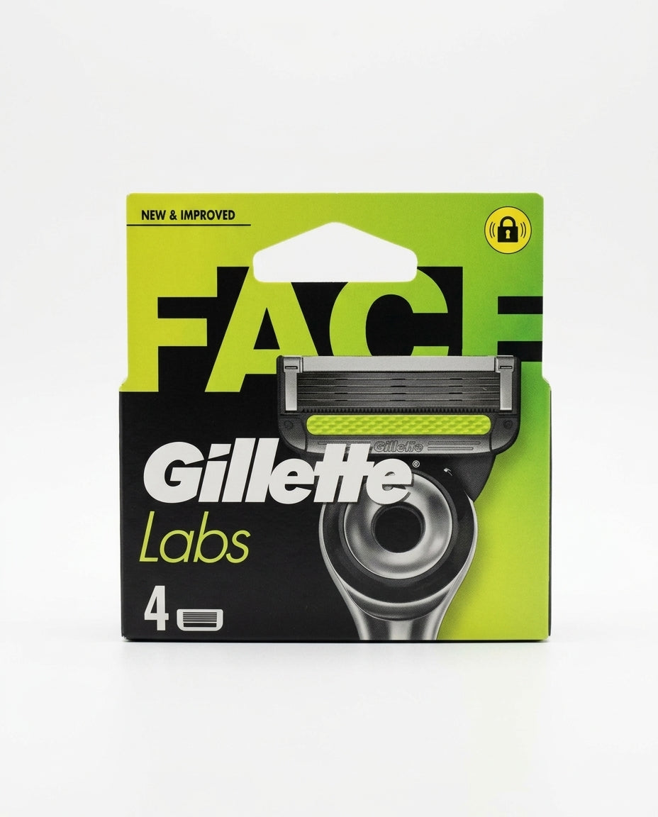 Gillette Labs Lamette di Ricambio 4 Pezzi | Cartucce Originali Gillette Labs | Lama di Precisione Posteriore | Nuovo Design per una Rasatura più Scorrevole | Made in Germany