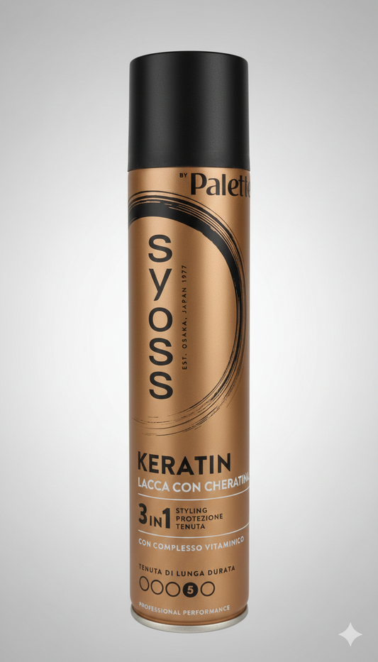 SYOSS Lacca Keratin 400ml | Tenuta Forte 48h Livello 4 | Con Cheratina, Pantenolo e Niacinamide | Anti-Umidità e Riparazione