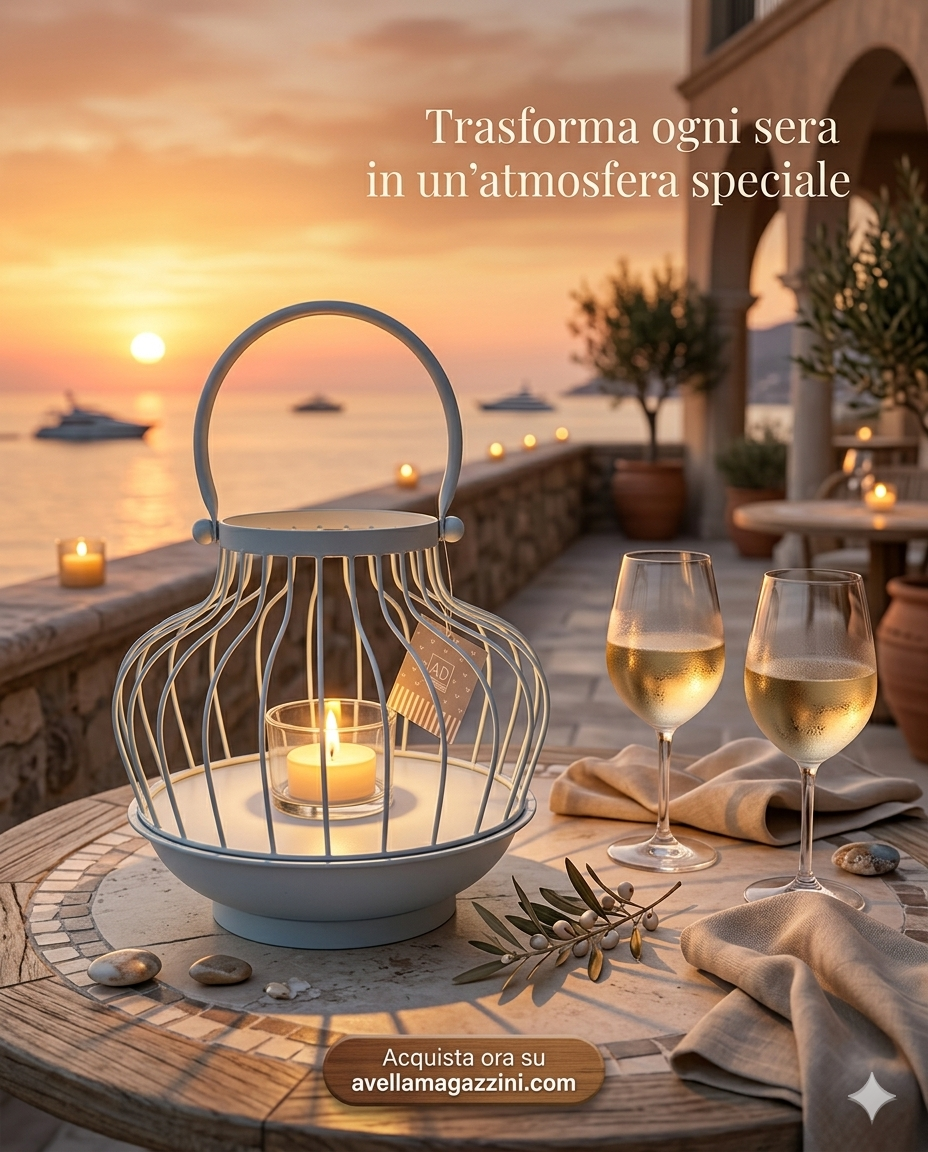 AD TREND Lanterna Galleggiante Portacandela in Ferro Ø25 cm – Lanterna Decorativa Shabby Chic con Bicchiere in Vetro