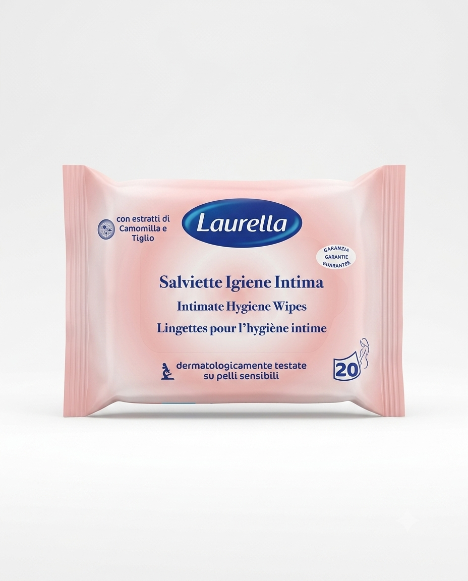LAURELLA Salviette Igiene Intima Camomilla e Tiglio in Tessuto – Soluzione Delicata Anti-Arrossamento Pelli Sensibili