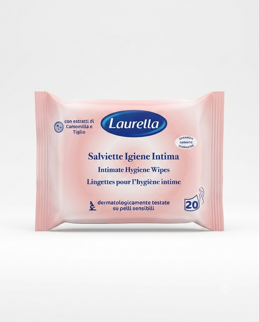 LAURELLA Salviette Igiene Intima Camomilla e Tiglio in Tessuto – Soluzione Delicata Anti-Arrossamento Pelli Sensibili