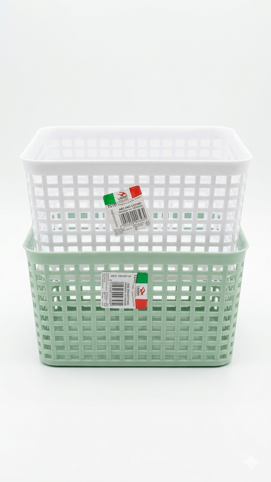 Lega Cesto quadratoLega Cesto Quadrato Multiuso 22x22x12 cm – Organizer in Plastica Forata per Casa e Bagno – Contenitore Salvaspazio – Colori Assortiti 22X22H12 colori assortiti