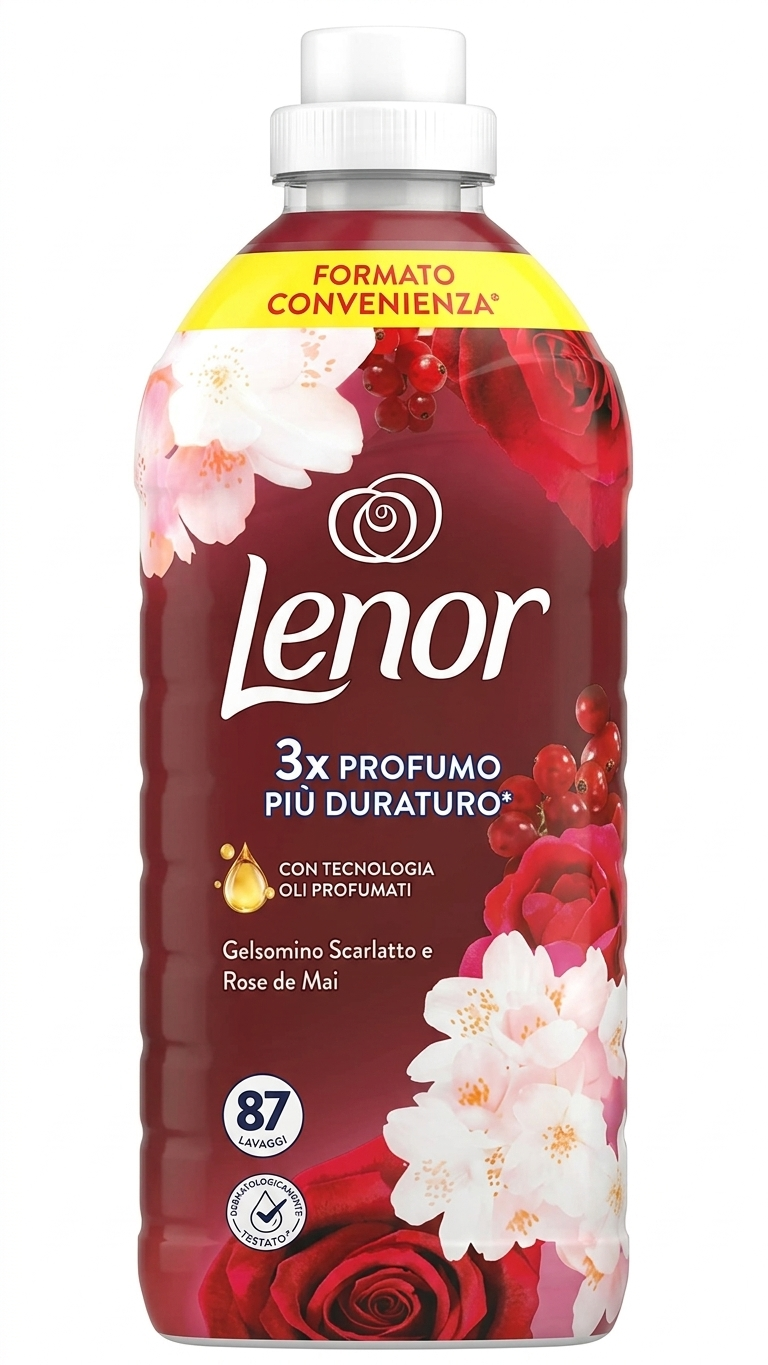 Lenor Ammorbidente Lavatrice Concentrato 87 Lavaggi | Gelsomino Scarlatto e Rose di Mai | Tecnologia Olii Profumati | 1,827 Litri