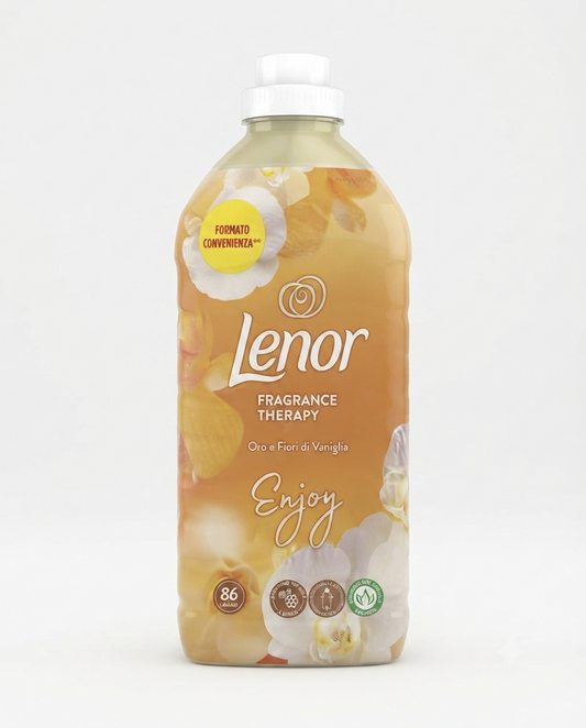 Lenor Oro e Fiori di Vaniglia ammorbidente concentrato 86 lavaggi, profumo duraturo, tecnologia anti-grinze.