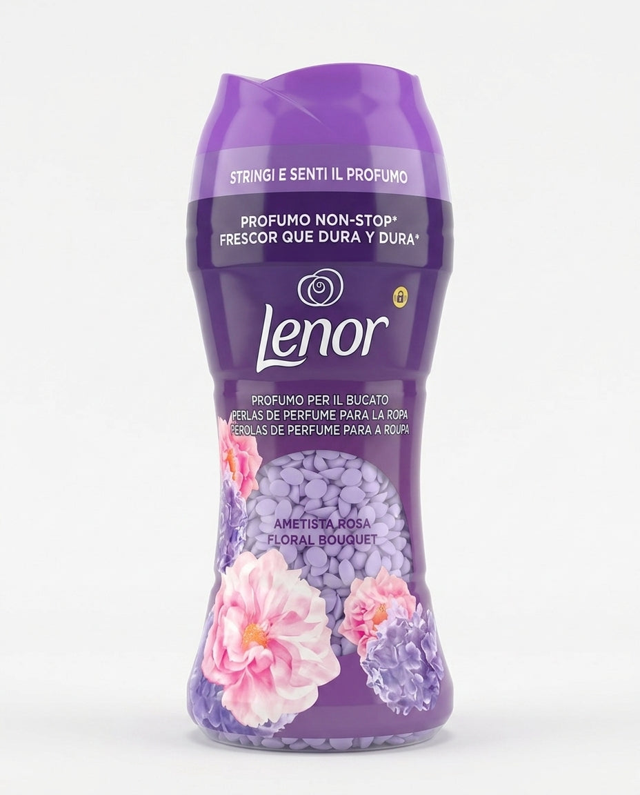Lenor Perle Profumate Ametista Rosa 195 g, intensificatore di profumo per bucato con fragranza floreale lussuosa e a lunga durata.