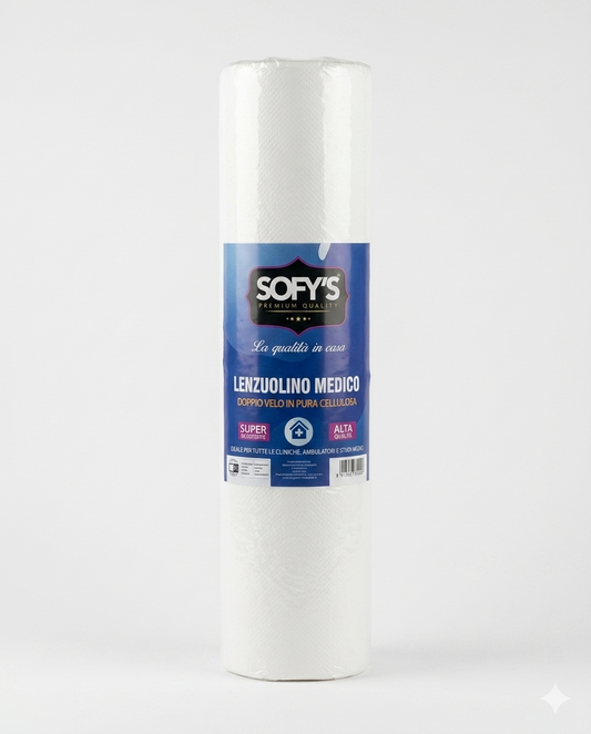Sofy’s Rotolo Lenzuolino Medico Doppio Velo in Pura Cellulosa – Alta Qualità Super Resistente per Studi Medici e Cliniche
