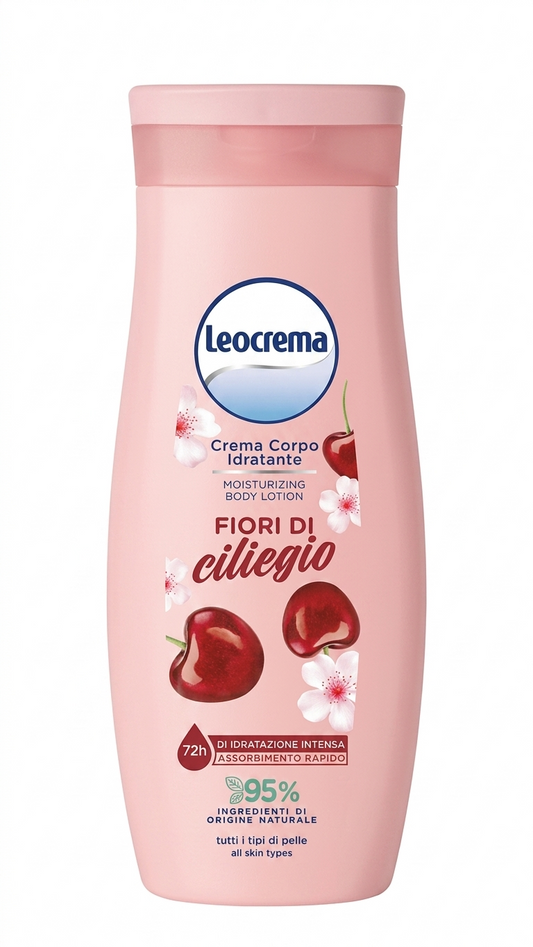 Leocrema Fiori di Ciliegio Crema Corpo Fluida 95% Naturale – Idratazione Intensa 72h – Benessere Setoso