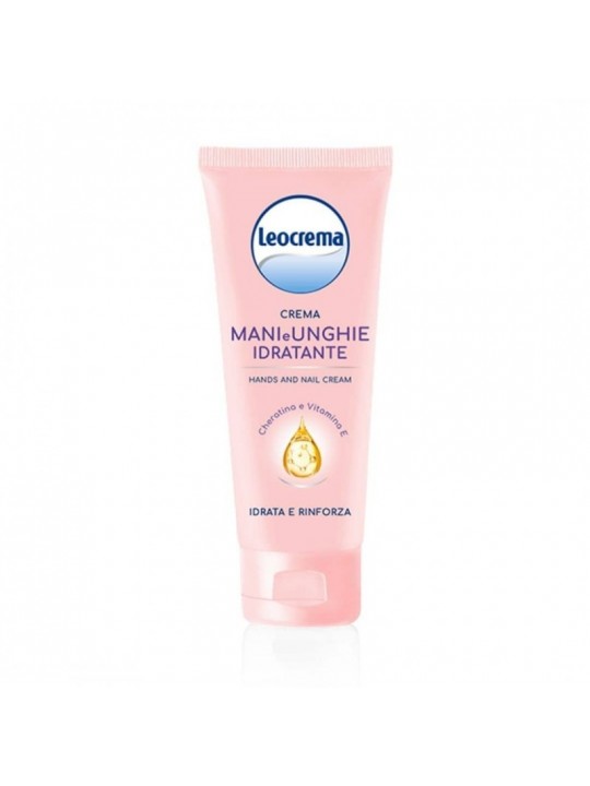 Leocrema Crema Mani & Unghie Idratante Intensiva 100ml | Doppia Azione Rinforzante con Cheratina | Formula con Vitamina E e Allantoina | Non Unge | Colore Rosa e Bianco