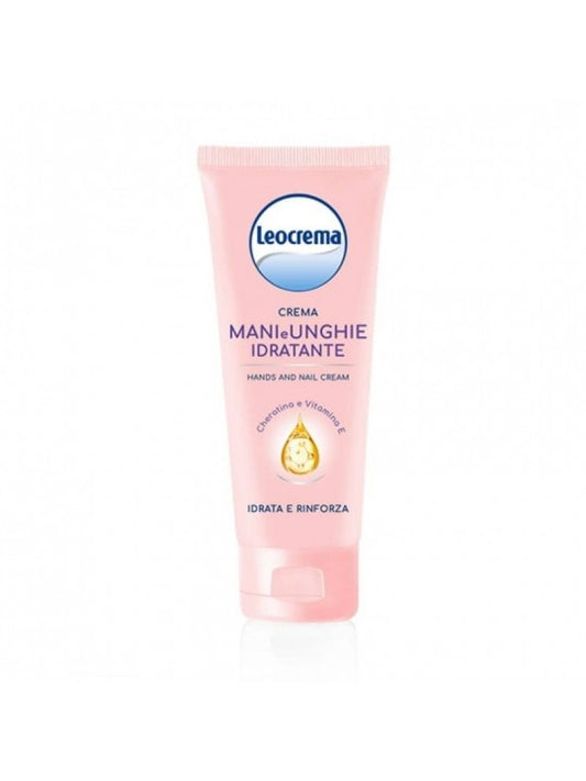 Leocrema Crema Mani & Unghie Idratante Intensiva 100ml | Doppia Azione Rinforzante con Cheratina | Formula con Vitamina E e Allantoina | Non Unge | Colore Rosa e Bianco