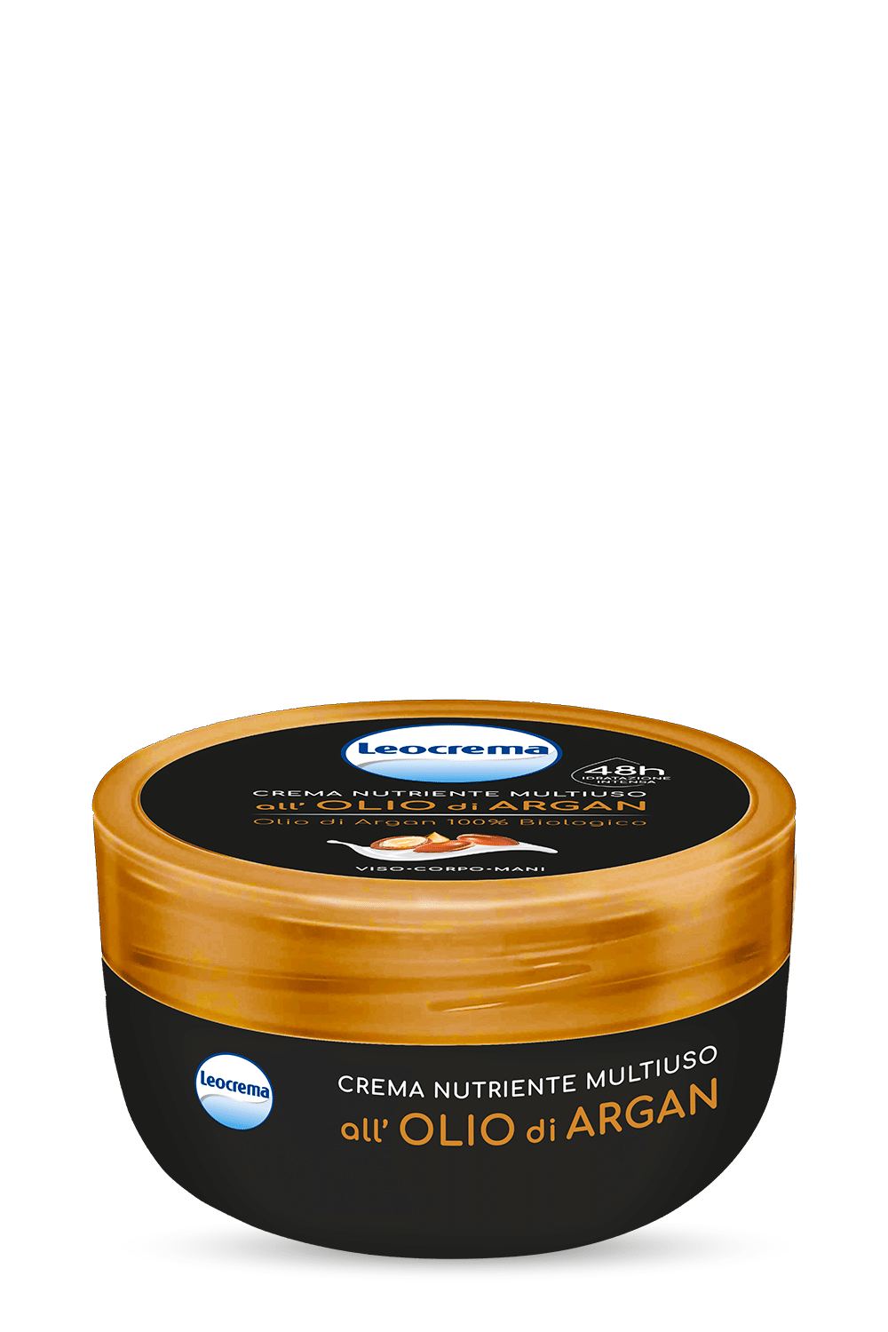 Leocrema Crema Nutriente Multiuso Olio di Argan 150 ml | 48h Idratazione Intensa | Viso, Corpo, Mani | Nutriente e Illuminante – Non Unge
