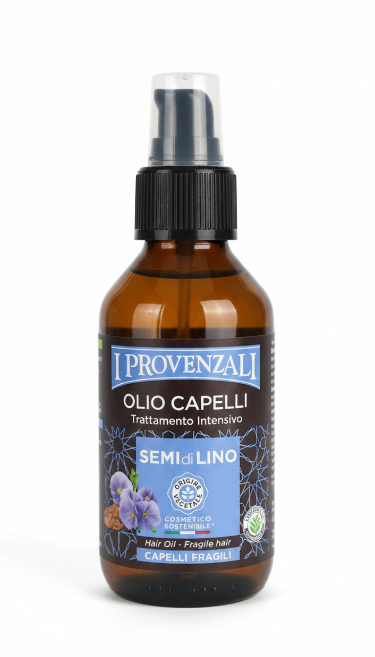 I Provenzali Olio di Semi di Lino 100ml – Trattamento Rinforzante 100% Vegetale – Per Capelli Fragili e Sfibrati – Senza Siliconi – Azione Anti-Crespo