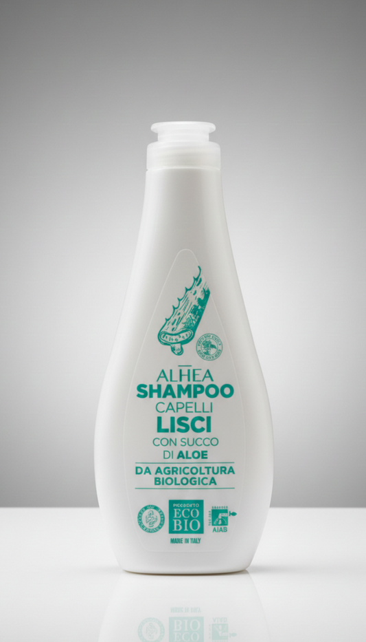 ALHEA Shampoo Capelli Lisci Eco Bio 250ml | Con Succo di Aloe Vera Biologica | Azione Districante e Idrante | Certificato AIAB e Vegan OK