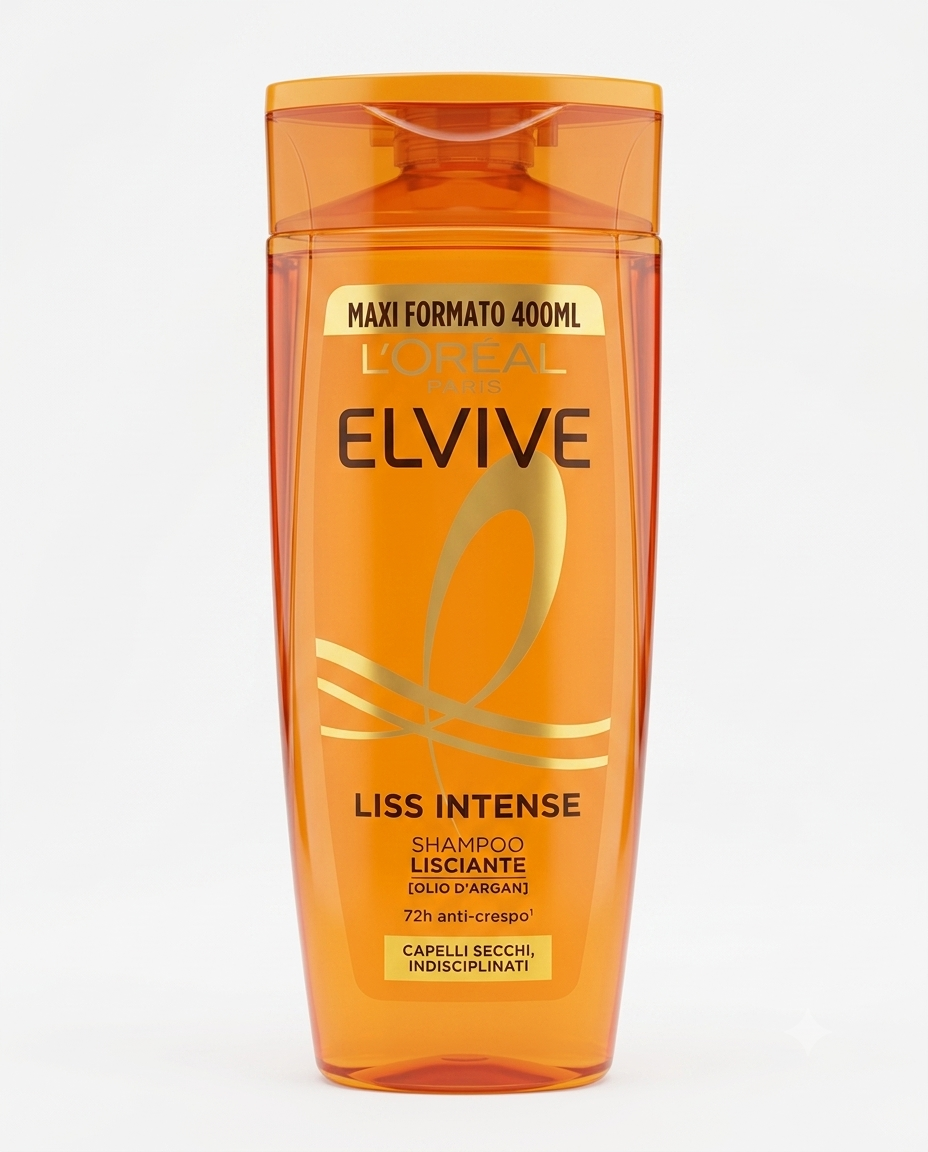 Shampoo L'Oréal Elvive Liss Intense 400 ml – Lisciante Nutriente con Olio d'Argan per Capelli Secchi e Indisciplinati – Azione Anti-Crespo 72h