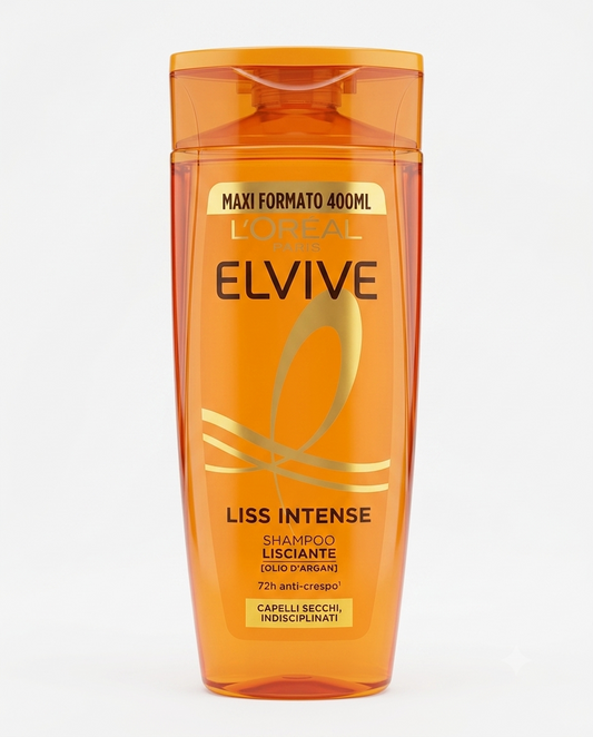Shampoo L'Oréal Elvive Liss Intense 400 ml – Lisciante Nutriente con Olio d'Argan per Capelli Secchi e Indisciplinati – Azione Anti-Crespo 72h