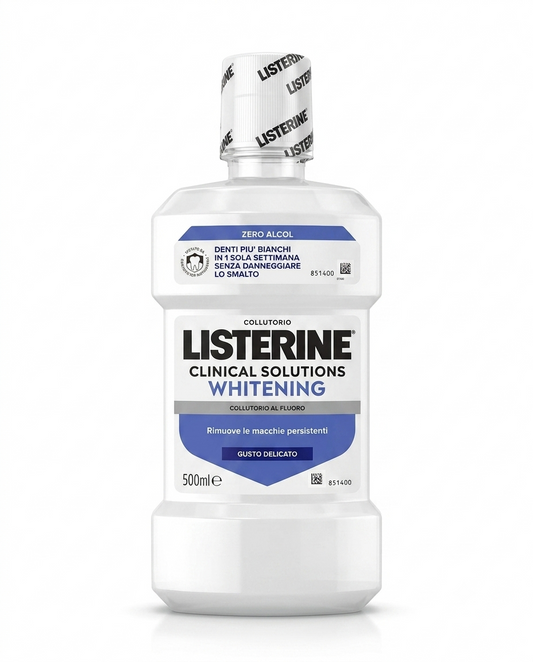Listerine Advanced White 500 ml collutorio sbiancante senza alcol, denti più bianchi in 1 settimana e smalto rinforzato.