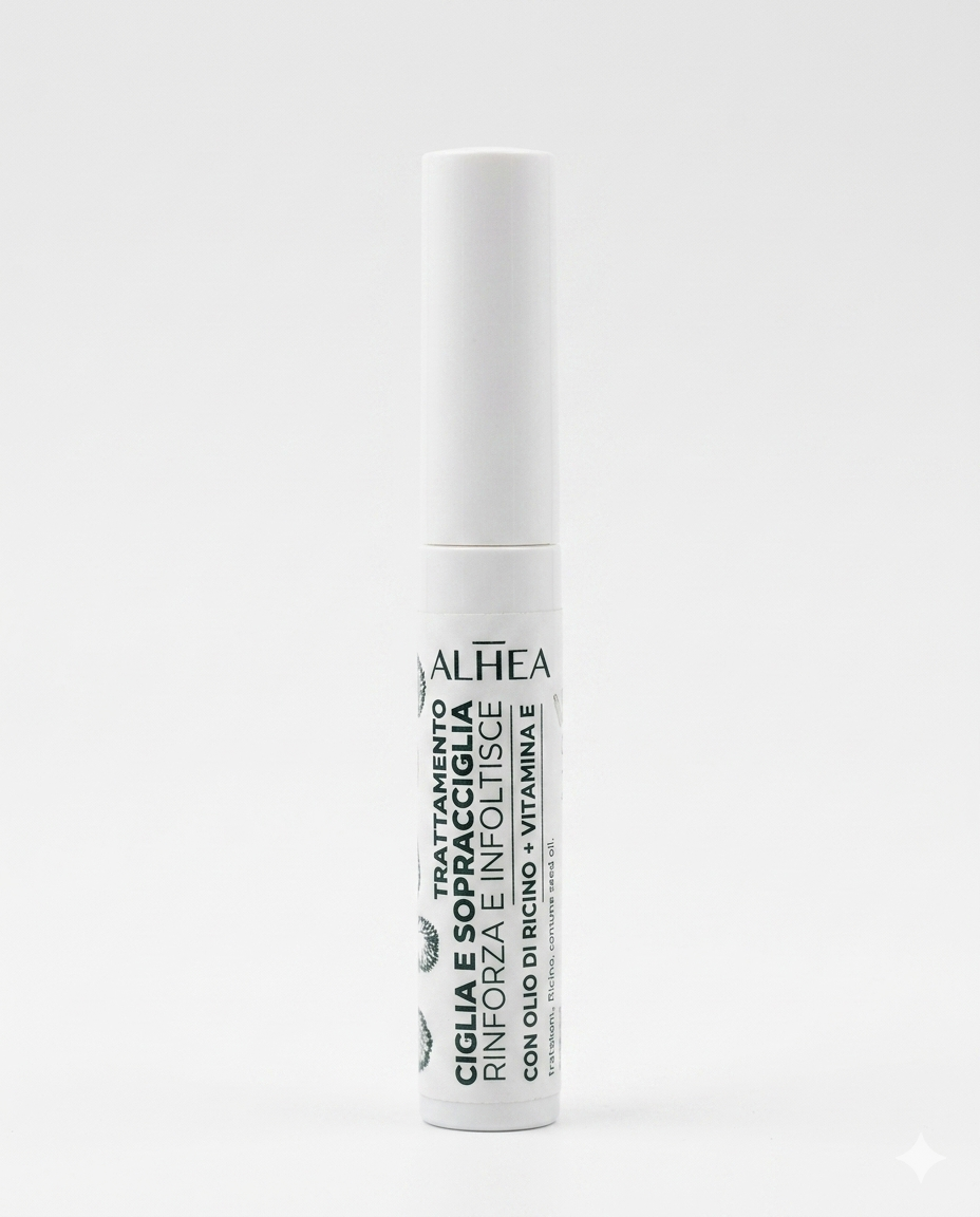 Alhea Trattamento Ciglia e Sopracciglia Bio Rinforzante e Infoltente 8ml – Siero Mascara Biologico e Fissante con Olio di Ricino e Vitamina E