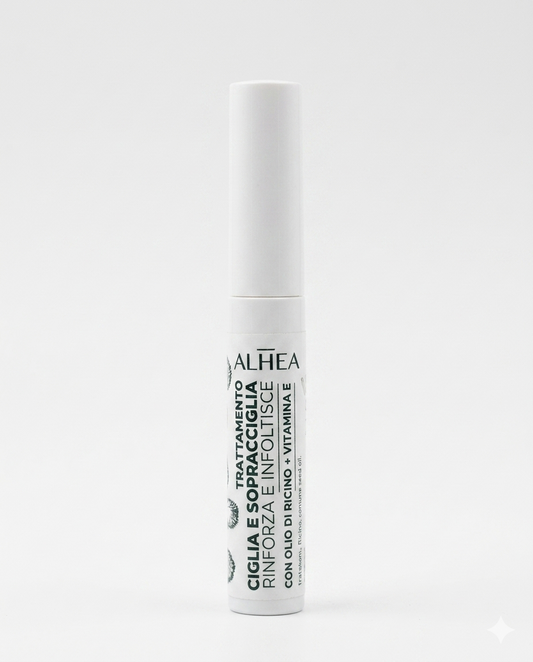 Alhea Trattamento Ciglia e Sopracciglia Bio Rinforzante e Infoltente 8ml – Siero Mascara Biologico e Fissante con Olio di Ricino e Vitamina E