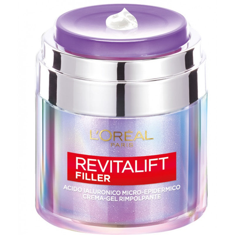 L'Oréal Paris Revitalift Filler Crema-Gel Rimpolpante 50ml - Acido Ialuronico Micro-Epidermico e Ceramidi - Anti-Linee Sottili