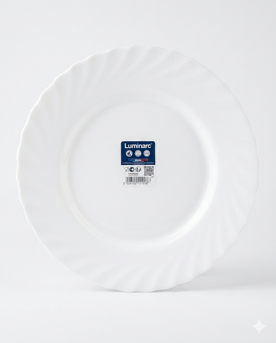 Luminarc Trianon Set 6x Piatti Piani 24 cm Bianco Opalino – Eleganza Classica e Resistenza Professionale