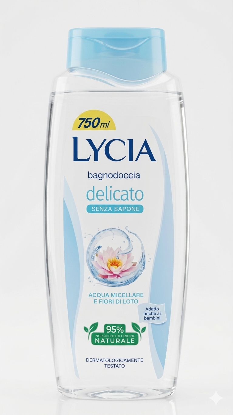 Lycia Bagnodoccia Delicato 750ml con Acqua Micellare e Fiori di Loto per pelli sensibili