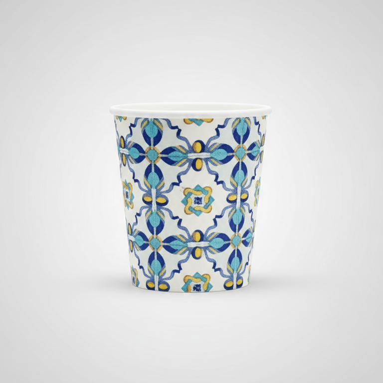 Dealo Bicchierini Caffè in Carta Fantasia Maiolica Chiara Art. 4807 – 50 Pezzi – Monouso di Design per Espresso e Bevande Calde