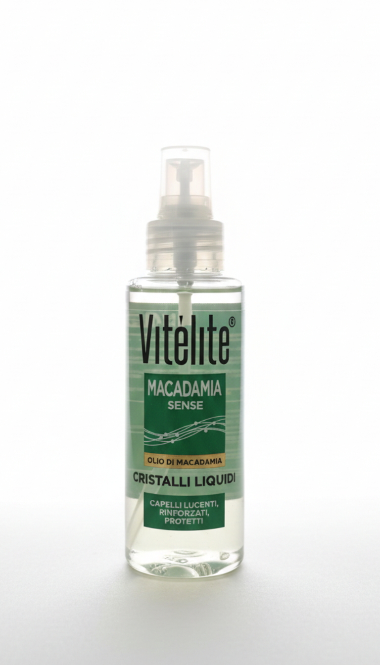 VITELITE Cristalli Liquidi Sense Macadamia 100ml – Trattamento Lucentezza Intensa con Oli di Macadamia, Argan e Mandorle – Azione Rinforzante e Protettiva