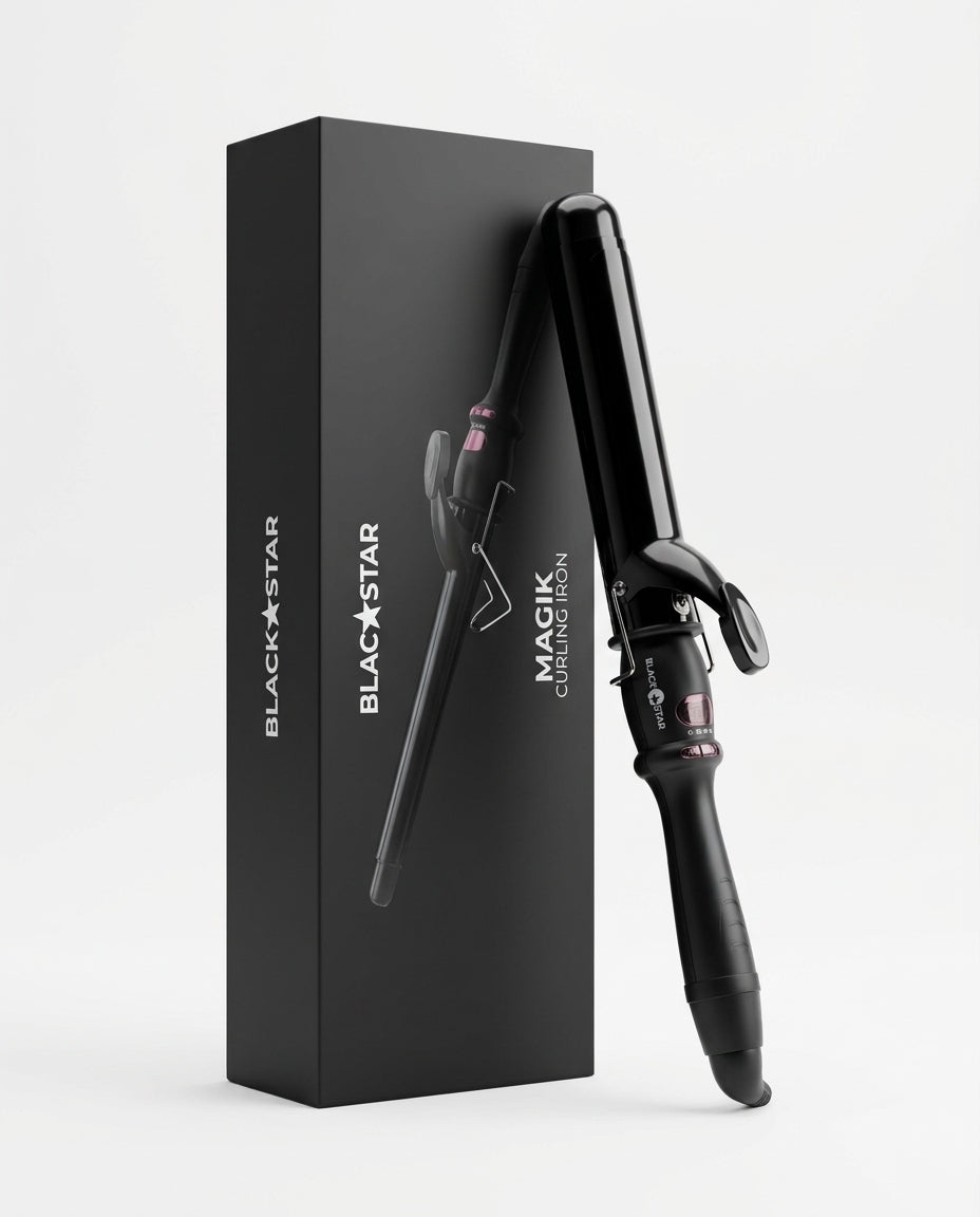 Black Star Magik Ferro Arricciacapelli Professionale in Titanio Ceramizzato – Stylist Pro a 210°C per Ricci e Onde Definited