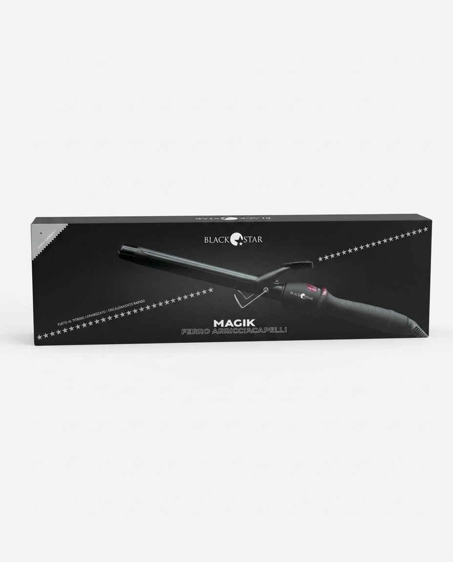 Black Star Magik Ferro Arricciacapelli Professionale in Titanio Ceramizzato – Stylist Pro a 210°C per Ricci e Onde Definited