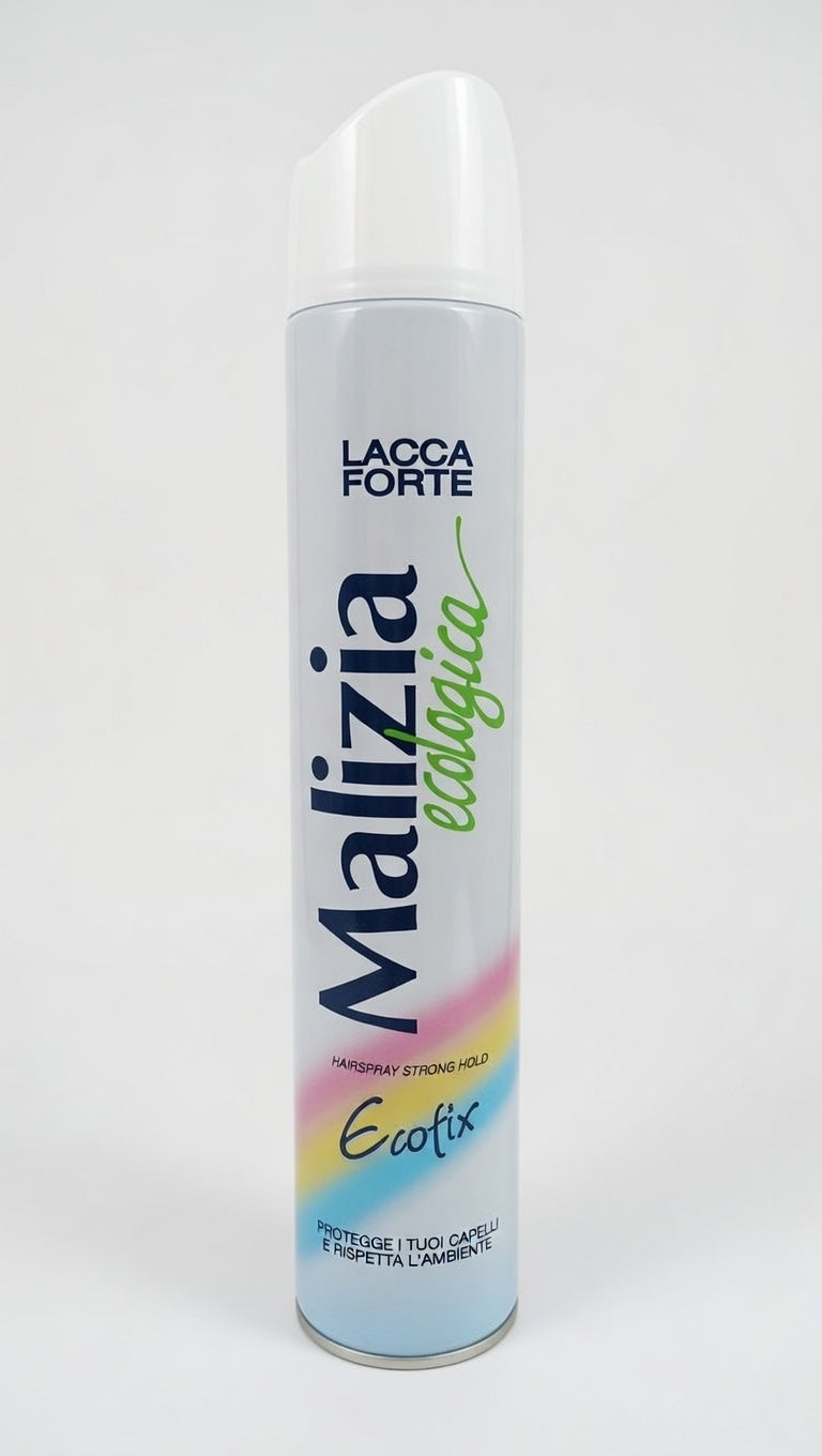 Malizia Ecofix Lacca Forte 500ml | Hairspray Ecologico Tenuta Forte e Brillantezza | Protezione Capelli Senza Appesantire