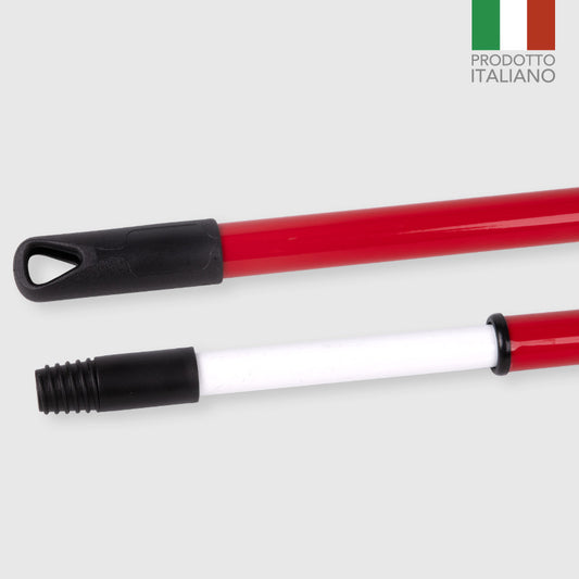 Briantina Manico Allungabile Rosso 150 cm | Estensione Fino a 1,5 m | Metallo Plastificato Durevole | Filetto Universale Italiano | Prodotto Fabbricato in Italia
