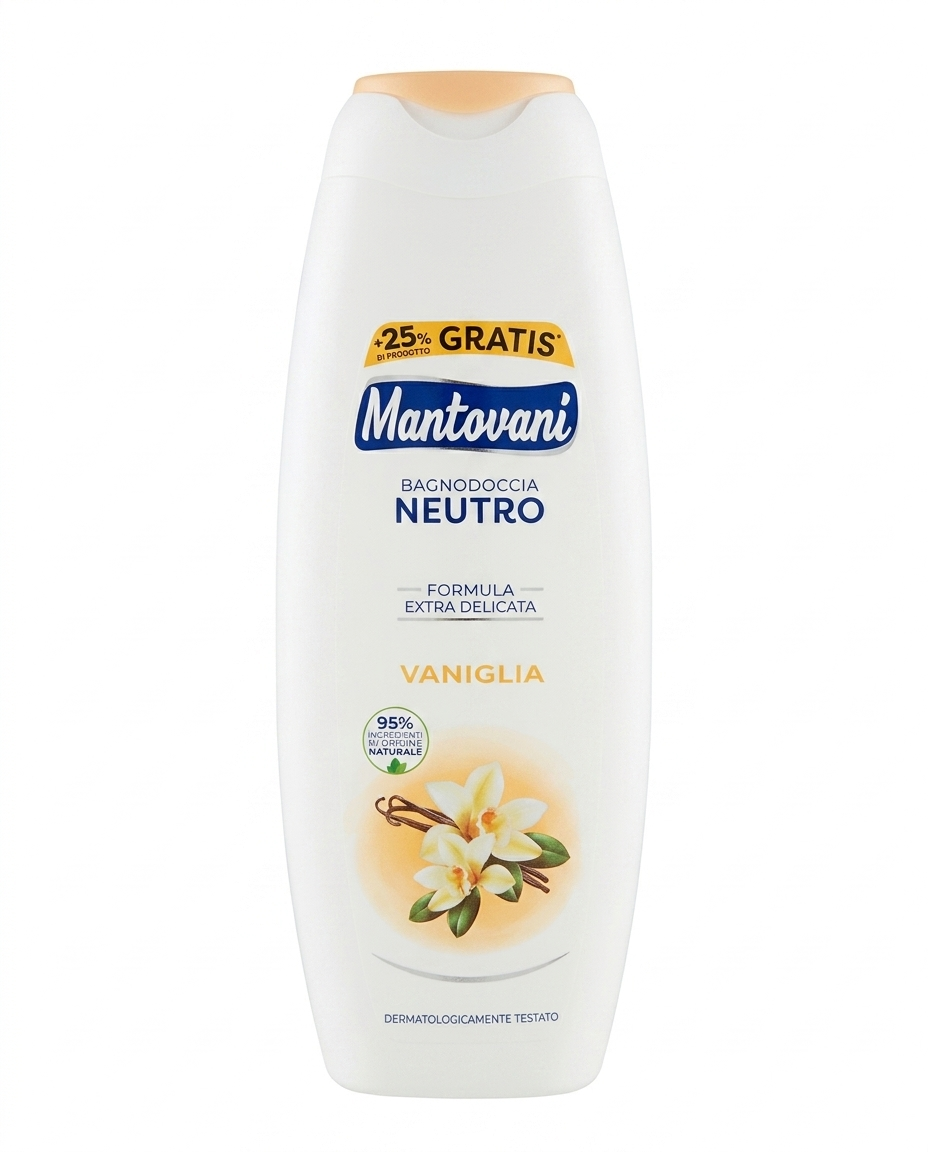 Mantovani Bagnodoccia Vaniglia 400+100ml (500ml), profumo avvolgente e rilassante per bagno rigenerante