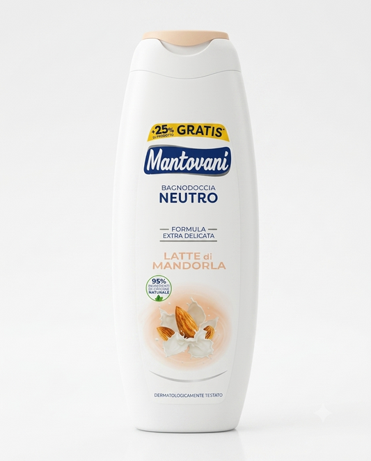 Mantovani Neutro Ipoallergenico Bagnodoccia al Latte di Mandorla – Nutrimento Intenso e Protezione Fisiologica Vellutante