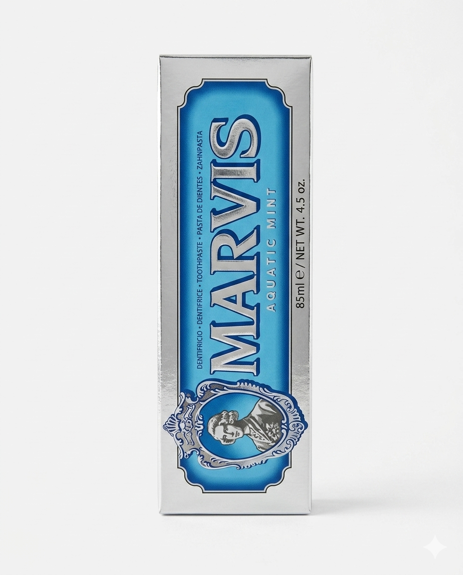 Marvis Aquatic dentifricio 85ml freschezza marina menta dolce fluoro xilitolo anti carie pulizia orale delicata