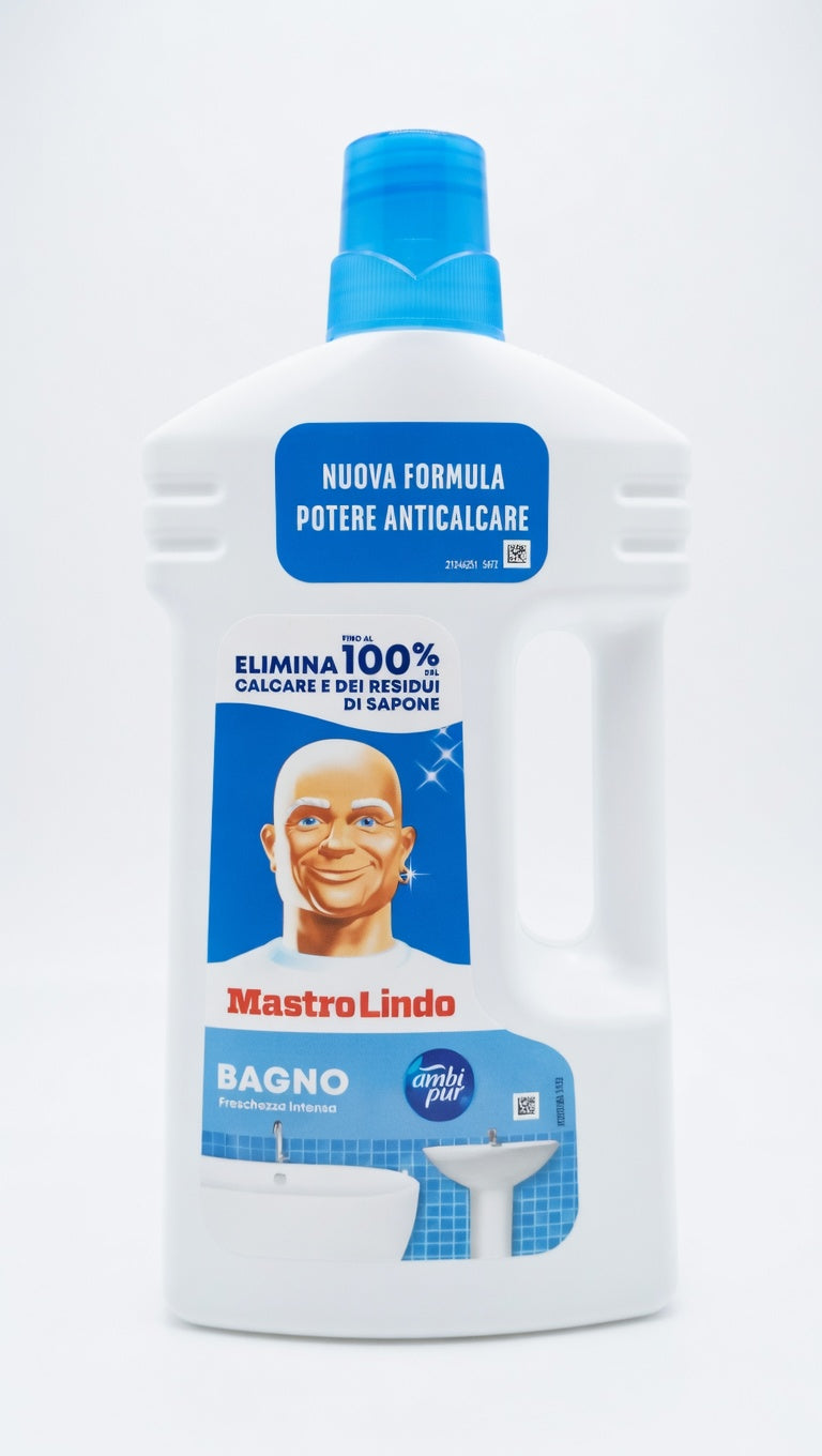 Mastro Lindo Bagno 2X Potenza 930ml | Anticalcare Potenziato Professionale | Rimuove Calcare Ostinato e Sapone | Brillantezza Senza Aloni