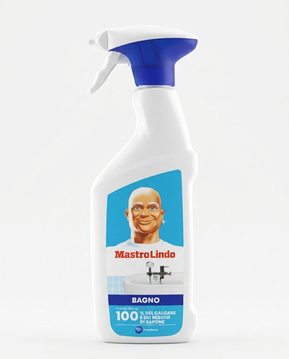 Mastro Lindo Bagno Spray 500ml | Anticalcare 2X Potenza con Tecnologia Anti-Goccia | Protegge e Lucida | Bottiglia Riciclabile