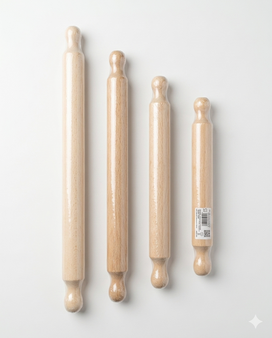 Mattarello Professionale MEETING in Legno Naturale – Varie Misure (32, 38, 48, 58, 70 cm) – Ideale per Pasta Fresca, Pizza e Sfoglia – Senza Manici Tradizionale