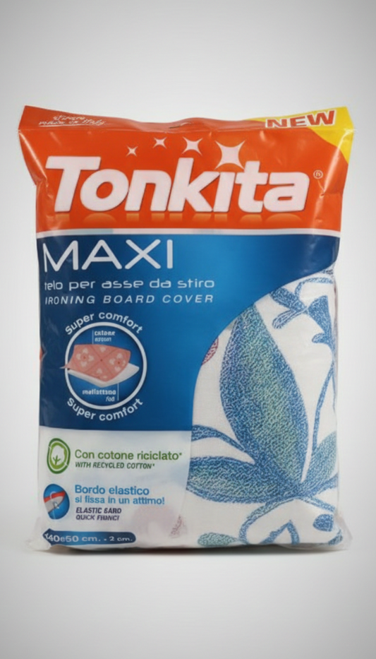 Tonkita Telo Asse da Stiro Super Confort 140x50 cm | Copriasse in Mollettone Alto Spessore | Massima Assorbenza e Morbidezza | Ricambio Professionale