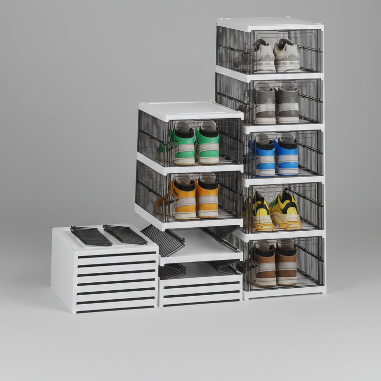 Mastro Bianco COMPACTA Scarpiera Pieghevole Super Compatta | 5 Ripiani Modulabili | Salvaspazio Ventilata per Scarpe fino al n. 45